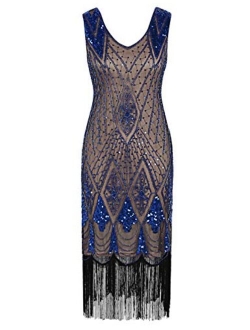 Women 1920s Gatsby Cocktail Sequin Art Deco Flapper Embellished Dress