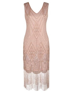 Women 1920s Gatsby Cocktail Sequin Art Deco Flapper Embellished Dress