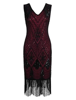 Women 1920s Gatsby Cocktail Sequin Art Deco Flapper Embellished Dress