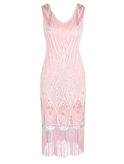 Women 1920s Gatsby Cocktail Sequin Art Deco Flapper Embellished Dress