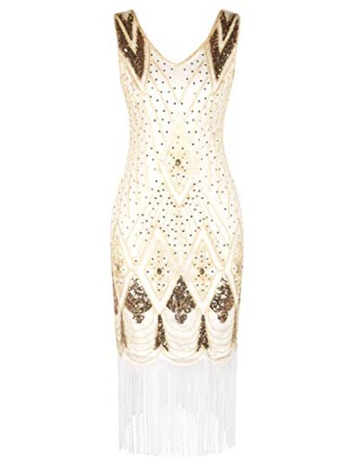 PrettyGuide Women 1920s Gatsby Cocktail Sequin Art Deco Flapper Embellished  Dress