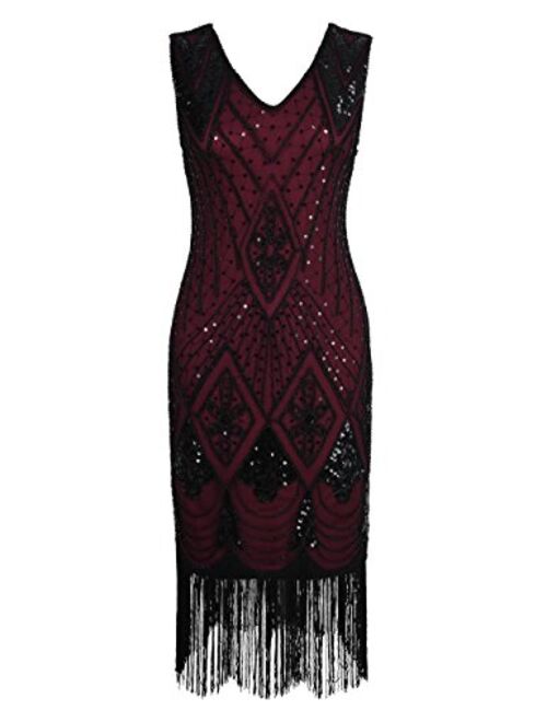 PrettyGuide Women 1920s Gatsby Cocktail Sequin Art Deco Flapper Embellished  Dress