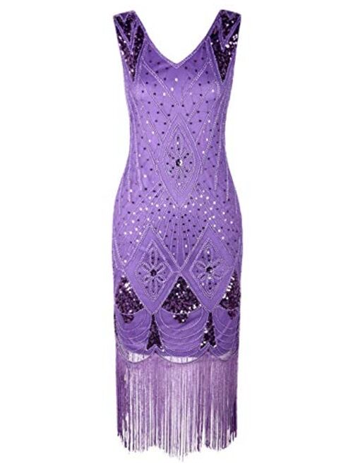 PrettyGuide Women 1920s Gatsby Cocktail Sequin Art Deco Flapper Embellished  Dress