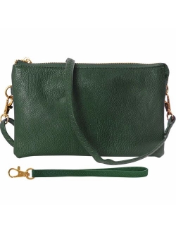 Humble Chic Vegan Leather Small Crossbody Bag or Wristlet Clutch Purse, Includes Adjustable Shoulder and Wrist Straps