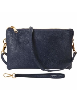 Humble Chic Vegan Leather Small Crossbody Bag or Wristlet Clutch Purse, Includes Adjustable Shoulder and Wrist Straps