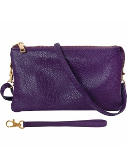 Humble Chic Vegan Leather Small Crossbody Bag or Wristlet Clutch Purse, Includes Adjustable Shoulder and Wrist Straps