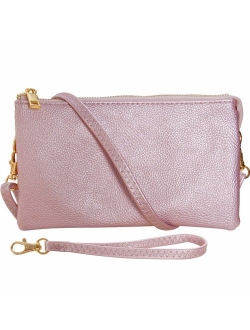 Humble Chic Vegan Leather Small Crossbody Bag or Wristlet Clutch Purse, Includes Adjustable Shoulder and Wrist Straps