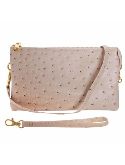 Humble Chic Vegan Leather Small Crossbody Bag or Wristlet Clutch Purse, Includes Adjustable Shoulder and Wrist Straps