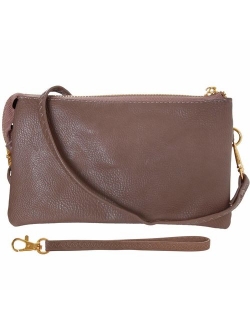 Humble Chic Vegan Leather Small Crossbody Bag or Wristlet Clutch Purse, Includes Adjustable Shoulder and Wrist Straps