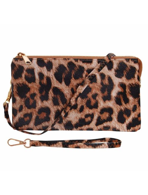 Humble Chic Vegan Leather Small Crossbody Bag or Wristlet Clutch Purse, Includes Adjustable Shoulder and Wrist Straps