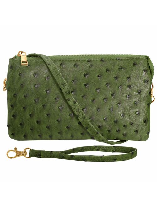 Humble Chic Vegan Leather Small Crossbody Bag or Wristlet Clutch Purse, Includes Adjustable Shoulder and Wrist Straps