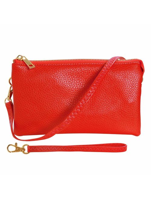 Humble Chic Vegan Leather Small Crossbody Bag or Wristlet Clutch Purse, Includes Adjustable Shoulder and Wrist Straps