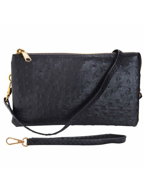 Humble Chic Vegan Leather Small Crossbody Bag or Wristlet Clutch Purse, Includes Adjustable Shoulder and Wrist Straps