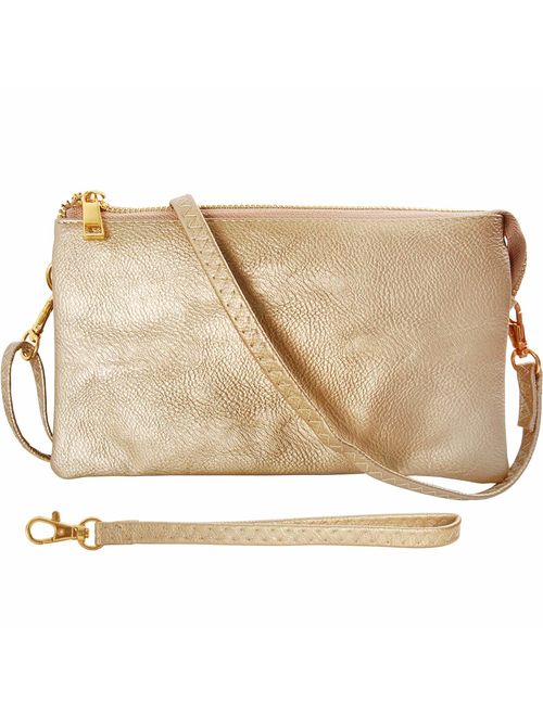 Humble Chic Vegan Leather Small Crossbody Bag or Wristlet Clutch Purse, Includes Adjustable Shoulder and Wrist Straps