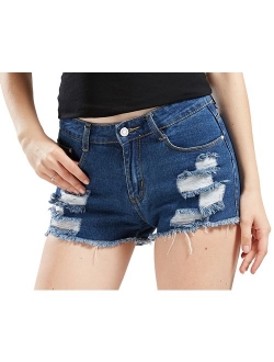 Women's Perfectly Fit 5-Pockets Ripped Denim Jean Shorts