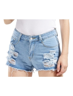 Women's Perfectly Fit 5-Pockets Ripped Denim Jean Shorts