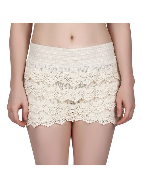 HDE Women's Lace Shorts Fitted Scallop Hem Crochet Mini Hot Pants