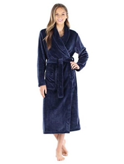 PajamaMania Women's Plush Fleece Long Bathrobe