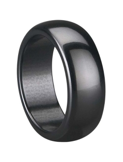 Jude Jewelers 8mm Black White Ceramic Ring Plain Wedding Band