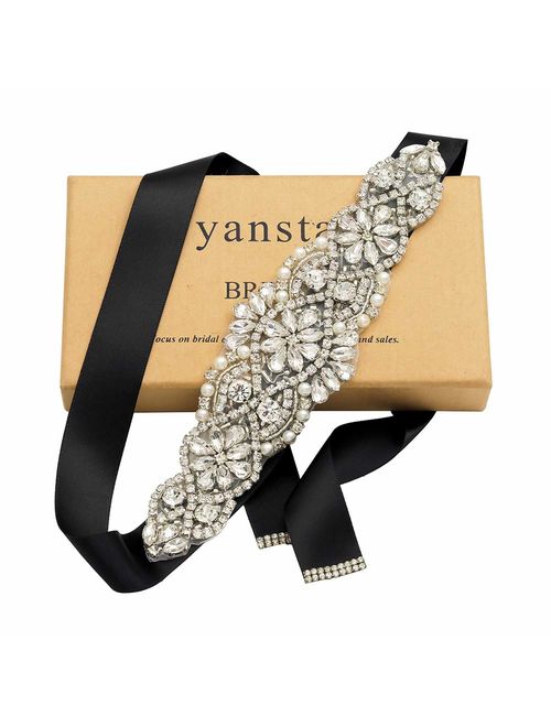 Yanstar Handmade Bridal Belt Wedding Belts Sashes Rhinestone Crystal Beads Belt For Bridal Gowns