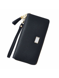 Cyanb Women Wallets Tassel Bifold Ladies Cluth Wristlet Wrist strap Long Purse