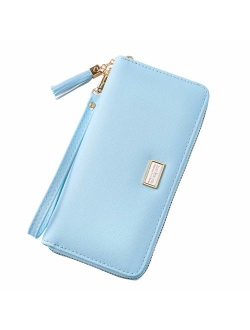 Cyanb Women Wallets Tassel Bifold Ladies Cluth Wristlet Wrist strap Long Purse