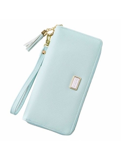 Cyanb Women Wallets Tassel Bifold Ladies Cluth Wristlet Wrist strap Long Purse