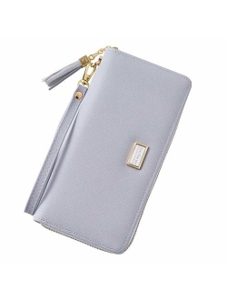 Cyanb Women Wallets Tassel Bifold Ladies Cluth Wristlet Wrist strap Long Purse