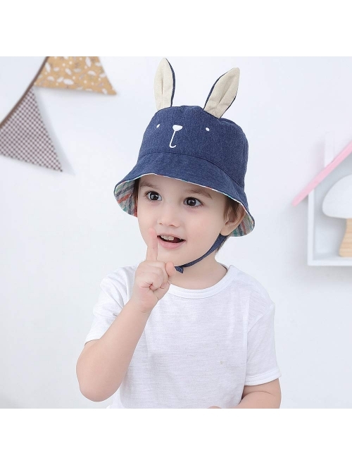 jerague Kids Toddler Baby Summer Bucket Sun Hat Breathable Adjustable Fisherman Hats