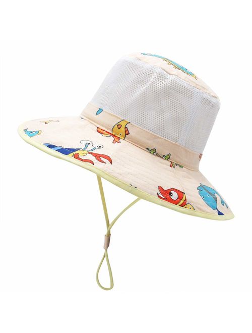 jerague Kids Toddler Baby Summer Bucket Sun Hat Breathable Adjustable Fisherman Hats