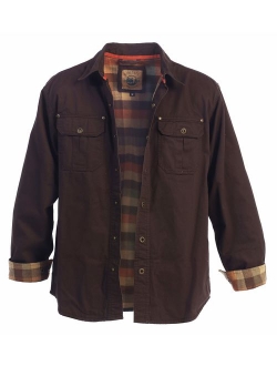 Men's Brushed and Soft Twill Shirt Jacket with Flannel Lining