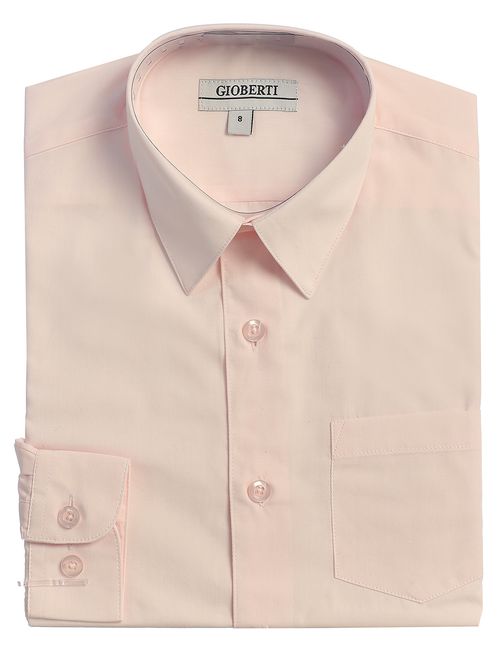 Gioberti Boys Long Sleeve Solid Dress Shirt