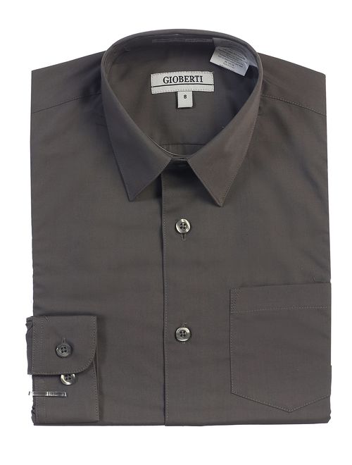 Gioberti Boys Long Sleeve Solid Dress Shirt