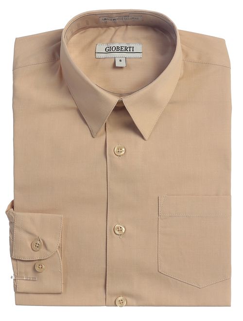 Gioberti Boys Long Sleeve Solid Dress Shirt