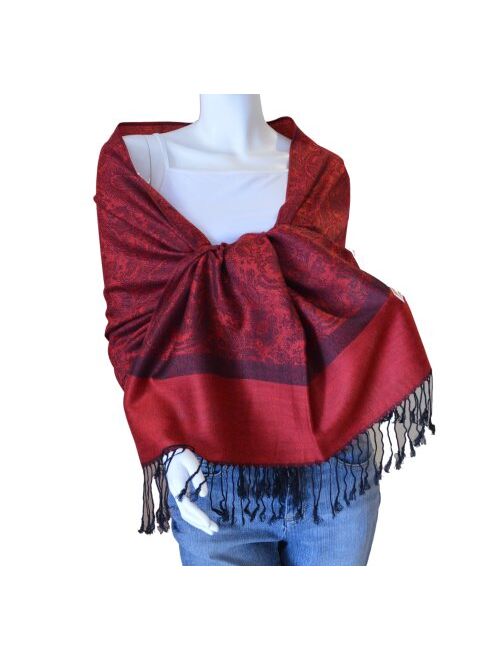 SCARF_TRADINGINC Paisley Jacquard Pashmina Scarf Wrap Stole