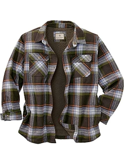 Mens Deer Camp Fleece Lined Flannel Shirt Jacket