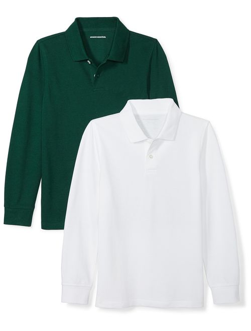 Amazon Essentials Boys' 2-Pack Long-Sleeve Pique Polo Shirt