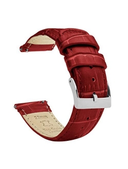 Watch Bands - Alligator Grain Leather - Quick Release Leather Watch Bands - Choose Color, Length & Width - 16mm, 18mm, 19mm, 20mm, 21mm, 22mm, 23mm, or 24mm Standa