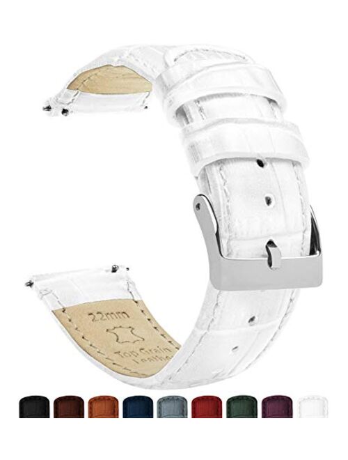 BARTON Watch Bands - Alligator Grain Leather - Quick Release Leather Watch Bands - Choose Color, Length & Width - 16mm, 18mm, 19mm, 20mm, 21mm, 22mm, 23mm, or 24mm Standa