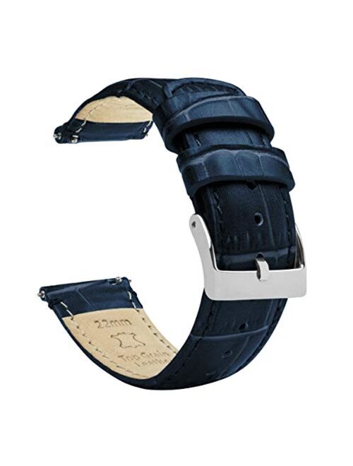 BARTON Watch Bands - Alligator Grain Leather - Quick Release Leather Watch Bands - Choose Color, Length & Width - 16mm, 18mm, 19mm, 20mm, 21mm, 22mm, 23mm, or 24mm Standa