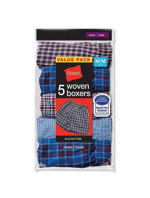 Hanes Boys' 5-Pack Boxer (Colors may vary)