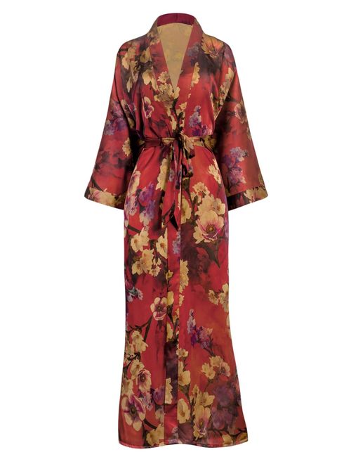 KIM+ONO Women's Kimono Robe Long - Watercolor Floral