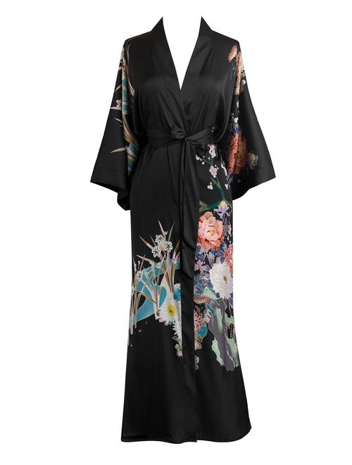 KIM+ONO Women's Kimono Robe Long - Watercolor Floral