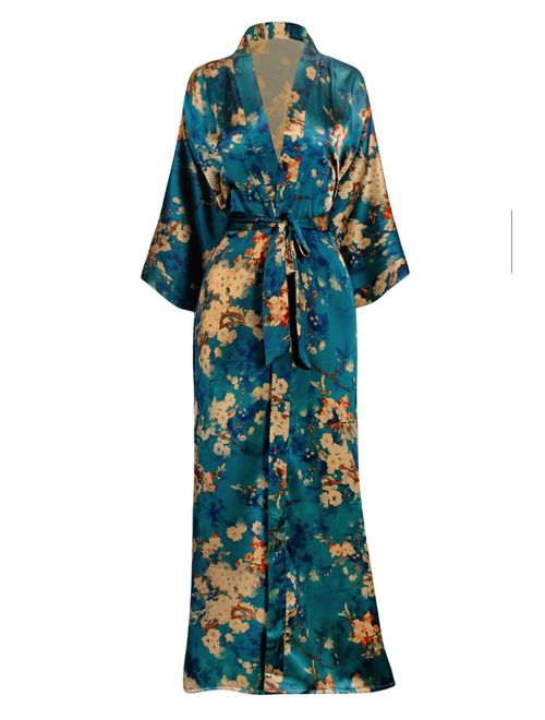 KIM+ONO Women's Kimono Robe Long - Watercolor Floral