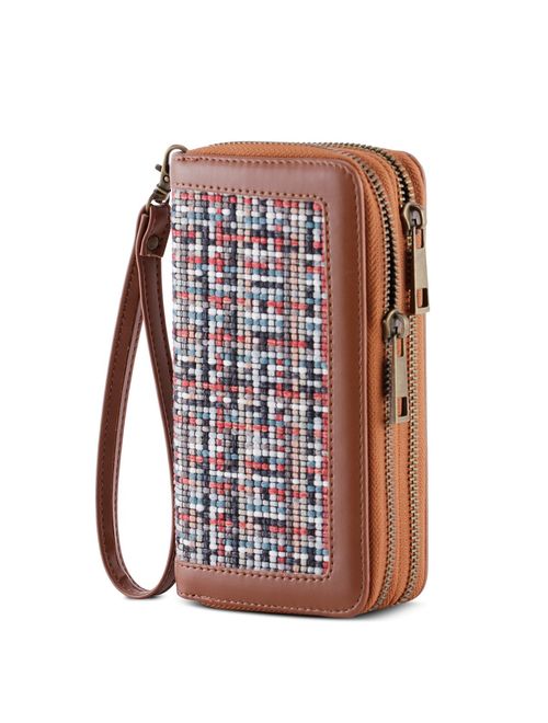 HAWEE Cellphone Wallet for Women Dual Zipper Long Purse with Removable Wristlet