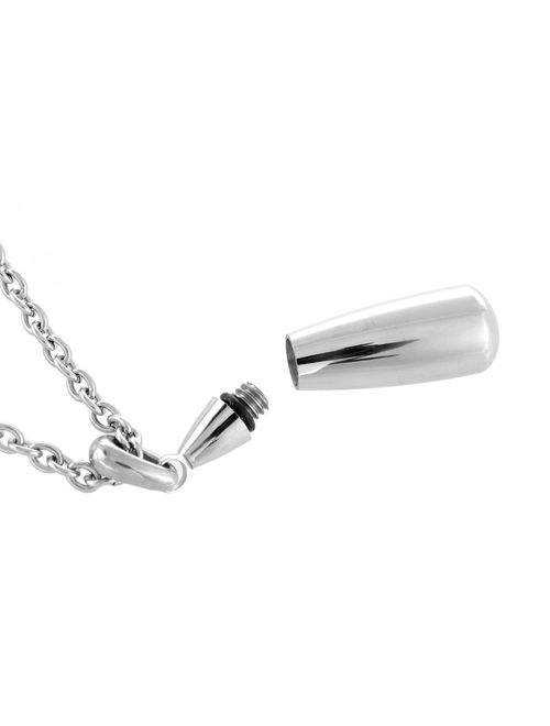 Teardrop Stainless Steel Cremation Urn Necklace Pendant with Fill Kit Ashes Jewelry - 21" long