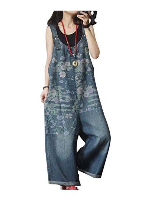 YESNO P60 Women Jeans Cropped Pants Overalls Jumpsuits Hand Painted Poled Distressed Casual Loose Fit