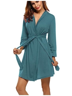 Women Kimono Robes Cotton Lightweight Robe Short Knit Bathrobe Soft Sleepwear Ladies Loungewear S-XXL