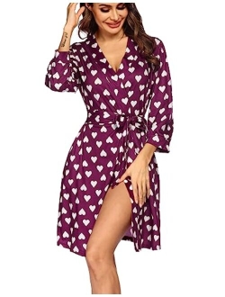 Women Kimono Robes Cotton Lightweight Robe Short Knit Bathrobe Soft Sleepwear Ladies Loungewear S-XXL