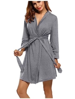 Women Kimono Robes Cotton Lightweight Robe Short Knit Bathrobe Soft Sleepwear Ladies Loungewear S-XXL